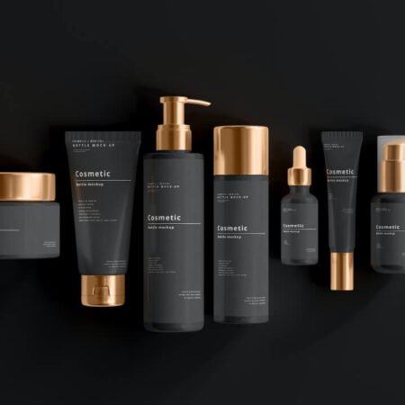 Cosmetics Dark Gold Packaging Mockup