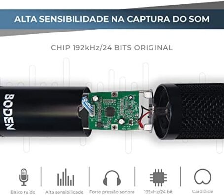 Kit Microfone Condensador BM800 Estúdio Profissional Boden USB Preto - Image 3